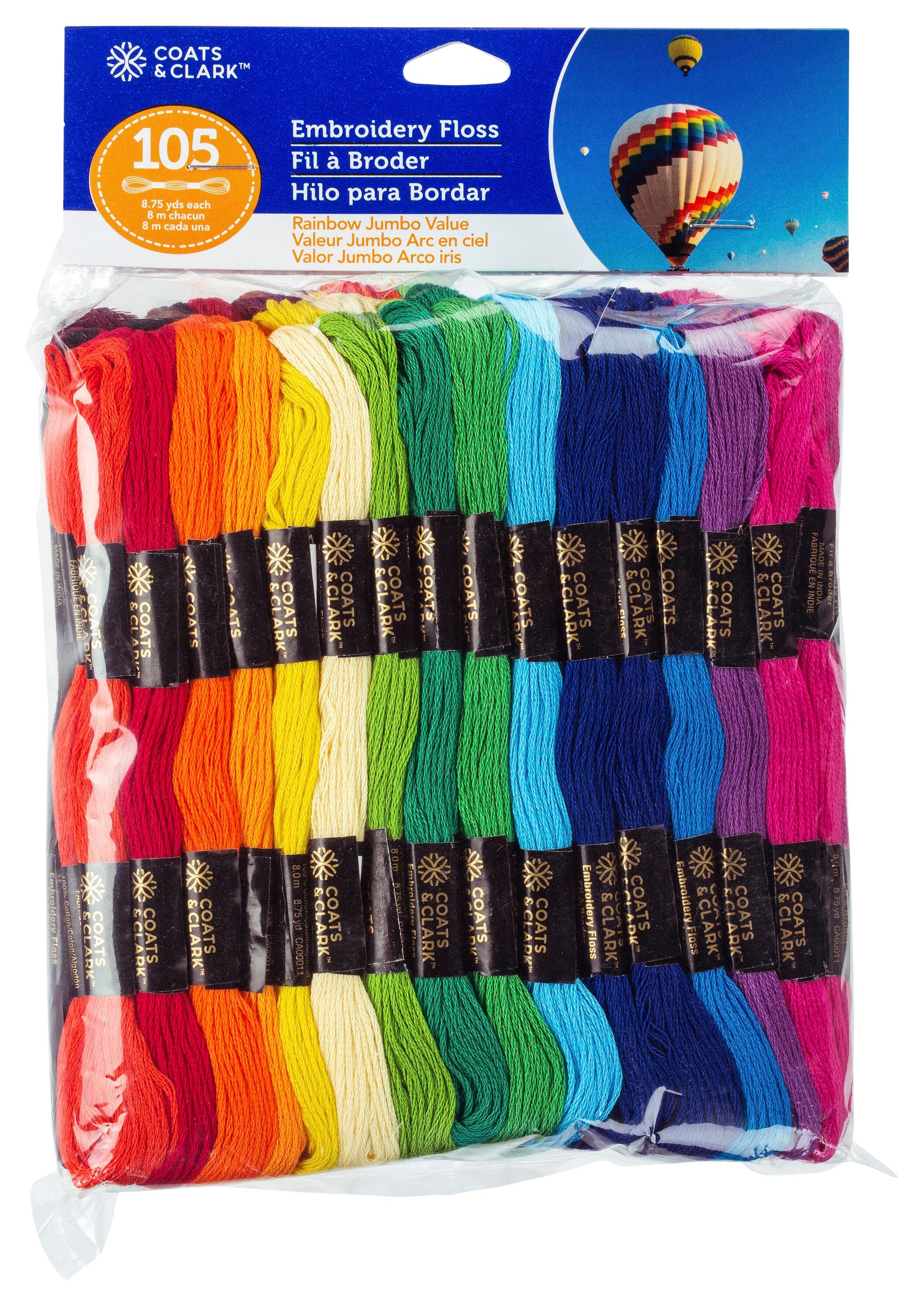 Coats & Clark Embroidery Floss, Assorted Colors, Pack of 105